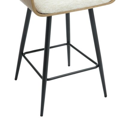 BAR STOOL MED.HEIGHT CLIPP HM9987.02 BLACK METAL LEGS-ECRU FABRIC 57,5x53x98Hcm.