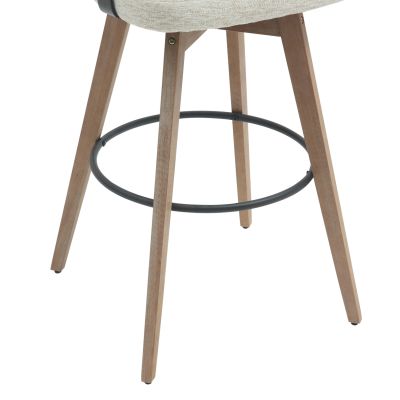 BAR STOOL MEDIUM HEIGHT SWIVEL LANI HM9988.01 BEECH WOOD LEGS-PLYWOOD BACK-ECRU FABRIC SEAT 52,5x50.5x88Hcm.