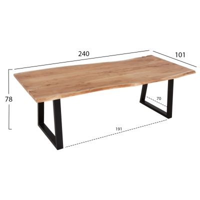 DINING TABLE ΜΟΝΤΑΝΑ ΗΜ9620.21 SOLID ACACIA WOOD 240x101x78Hcm. 3.5cm TABLETOP THICKNESS