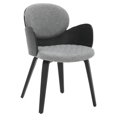 DINING ARMCHAIR DARNELL HM9974.02 PLYWOOD IN BLACK COLOR-GREY FABRIC 56x56x83Hcm.