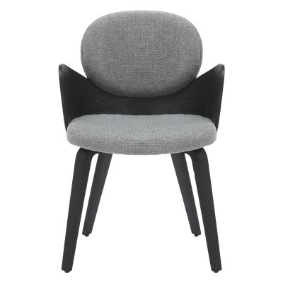 DINING ARMCHAIR DARNELL HM9974.02 PLYWOOD IN BLACK COLOR-GREY FABRIC 56x56x83Hcm.