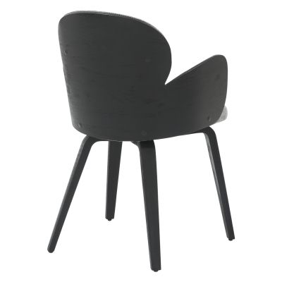 DINING ARMCHAIR DARNELL HM9974.02 PLYWOOD IN BLACK COLOR-GREY FABRIC 56x56x83Hcm.