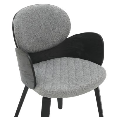 DINING ARMCHAIR DARNELL HM9974.02 PLYWOOD IN BLACK COLOR-GREY FABRIC 56x56x83Hcm.