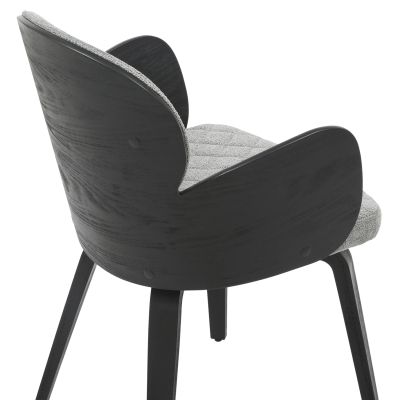 DINING ARMCHAIR DARNELL HM9974.02 PLYWOOD IN BLACK COLOR-GREY FABRIC 56x56x83Hcm.