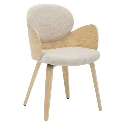 DINING ARMCHAIR DARNELL HM9974.01 PLYWOOD IN OAK COLOR-ECRU FABRIC 56x56x83Hcm.