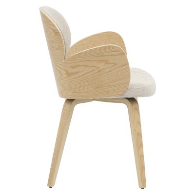 DINING ARMCHAIR DARNELL HM9974.01 PLYWOOD IN OAK COLOR-ECRU FABRIC 56x56x83Hcm.