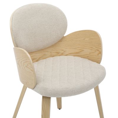 DINING ARMCHAIR DARNELL HM9974.01 PLYWOOD IN OAK COLOR-ECRU FABRIC 56x56x83Hcm.