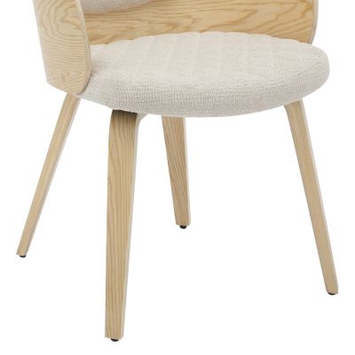 DINING ARMCHAIR DARNELL HM9974.01 PLYWOOD IN OAK COLOR-ECRU FABRIC 56x56x83Hcm.