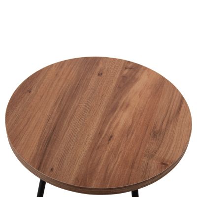 SET OF 3 ROUND SIDE TABLES KISSA HM18174.04 MELAMINE IN NATURAL WOOD COLOR-BLACK METAL LEGS