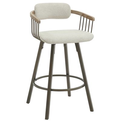 BAR STOOL SWIVEL LANG HM9990.01 ANTIQUE COPPER METAL FRAME-ECRU FABRIC 51,5x48,5x89,5Hcm.