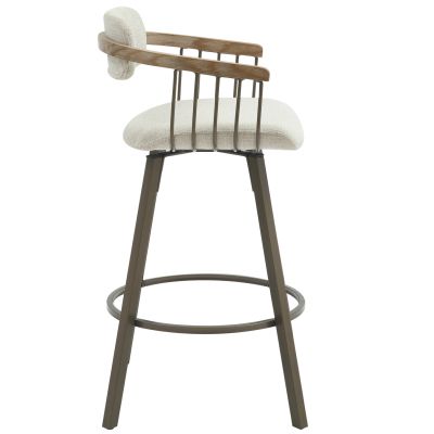 BAR STOOL SWIVEL LANG HM9990.01 ANTIQUE COPPER METAL FRAME-ECRU FABRIC 51,5x48,5x89,5Hcm.