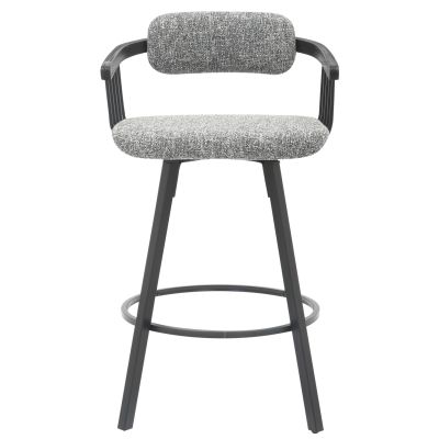 BAR STOOL SWIVEL LANG HM9990.02 BLACK METAL FRAME-GREY FABRIC 51,5x48,5x89,5Hcm.