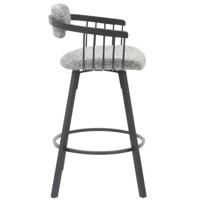 BAR STOOL SWIVEL LANG HM9990.02 BLACK METAL FRAME-GREY FABRIC 51,5x48,5x89,5Hcm.