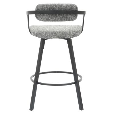 BAR STOOL SWIVEL LANG HM9990.02 BLACK METAL FRAME-GREY FABRIC 51,5x48,5x89,5Hcm.