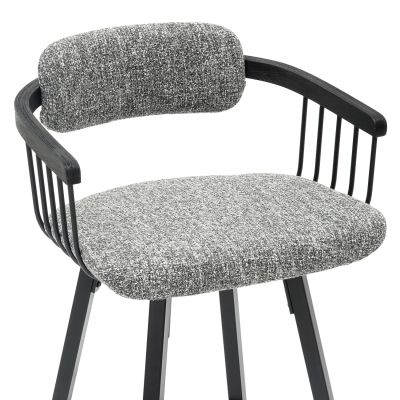 BAR STOOL SWIVEL LANG HM9990.02 BLACK METAL FRAME-GREY FABRIC 51,5x48,5x89,5Hcm.