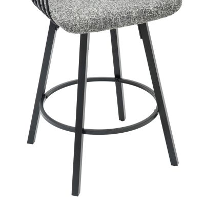 BAR STOOL SWIVEL LANG HM9990.02 BLACK METAL FRAME-GREY FABRIC 51,5x48,5x89,5Hcm.