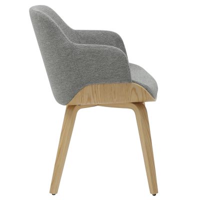 DINING CHAIR PRIETO HM9989.01 PLYWOOD FRAME IN OAK-GREY FABRIC 54,5x44x89,5Hcm.