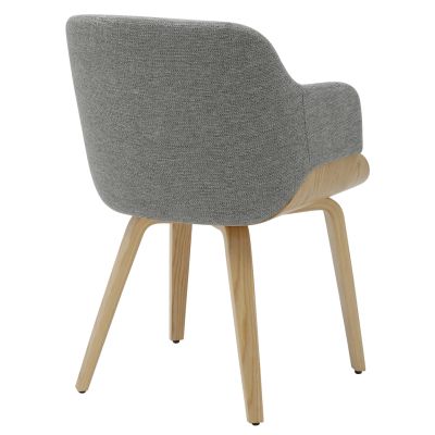 DINING CHAIR PRIETO HM9989.01 PLYWOOD FRAME IN OAK-GREY FABRIC 54,5x44x89,5Hcm.