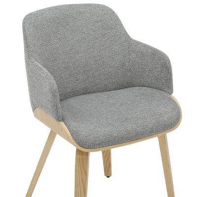 DINING CHAIR PRIETO HM9989.01 PLYWOOD FRAME IN OAK-GREY FABRIC 54,5x44x89,5Hcm.