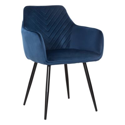 DINING ARMCHAIR LATRELL HM8582.08 BLUE VELVET & BLACK METAL LEGS 57x56x84Hcm.