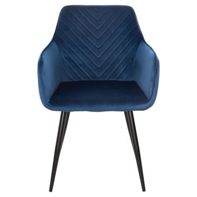 DINING ARMCHAIR LATRELL HM8582.08 BLUE VELVET & BLACK METAL LEGS 57x56x84Hcm.