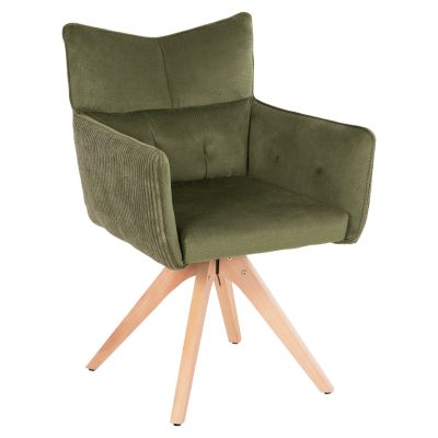 DINING ARMCHAIR QUILL HM9843.05 GREEN FABRIC-BEECH WOOD LEGS 61x57,5x91Hcm.