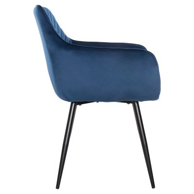 DINING ARMCHAIR LATRELL HM8582.08 BLUE VELVET & BLACK METAL LEGS 57x56x84Hcm.