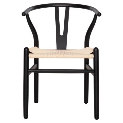 DINING CHAIR BRAVE HM8695.03 BEECH WOOD IN BLACK-BEIGE ROPE 54.5x53x75Hcm.