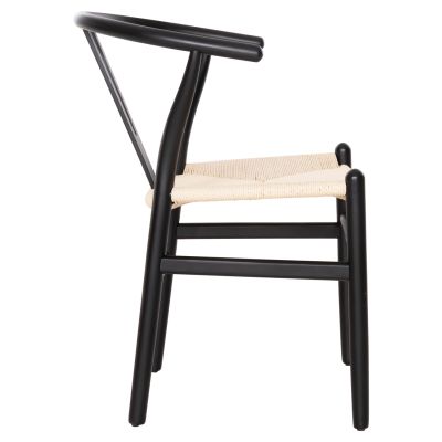 DINING CHAIR BRAVE HM8695.03 BEECH WOOD IN BLACK-BEIGE ROPE 54.5x53x75Hcm.