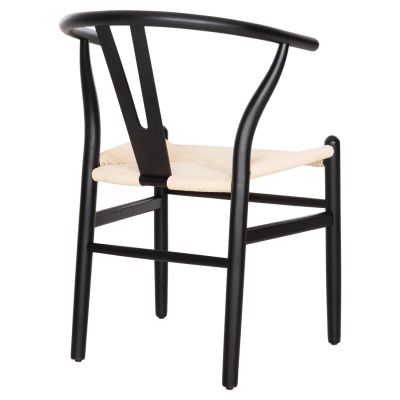 DINING CHAIR BRAVE HM8695.03 BEECH WOOD IN BLACK-BEIGE ROPE 54.5x53x75Hcm.