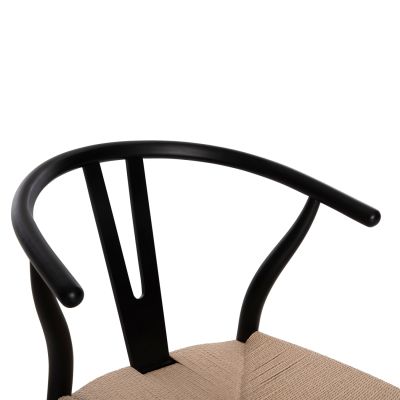 DINING CHAIR BRAVE HM8695.03 BEECH WOOD IN BLACK-BEIGE ROPE 54.5x53x75Hcm.