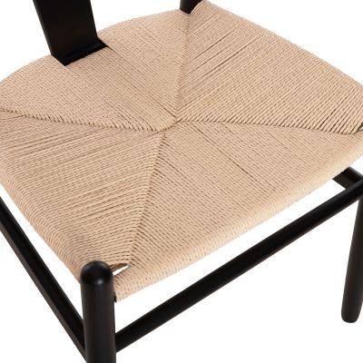 DINING CHAIR BRAVE HM8695.03 BEECH WOOD IN BLACK-BEIGE ROPE 54.5x53x75Hcm.