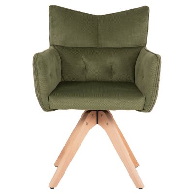 DINING ARMCHAIR QUILL HM9843.05 GREEN FABRIC-BEECH WOOD LEGS 61x57,5x91Hcm.