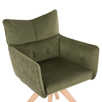 DINING ARMCHAIR QUILL HM9843.05 GREEN FABRIC-BEECH WOOD LEGS 61x57,5x91Hcm.