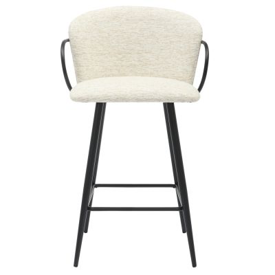 BAR STOOL MED.HEIGHT NEBOR HM9986.02 BLACK METAL FRAME-ECRU FABRIC 53,5x51x90Hcm.