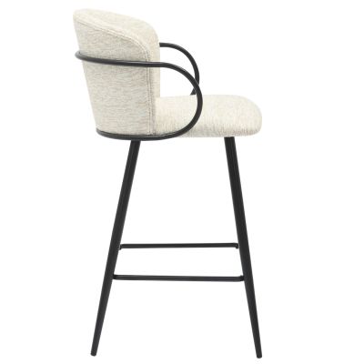 BAR STOOL MED.HEIGHT NEBOR HM9986.02 BLACK METAL FRAME-ECRU FABRIC 53,5x51x90Hcm.