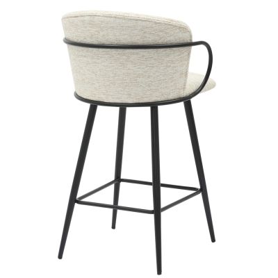 BAR STOOL MED.HEIGHT NEBOR HM9986.02 BLACK METAL FRAME-ECRU FABRIC 53,5x51x90Hcm.