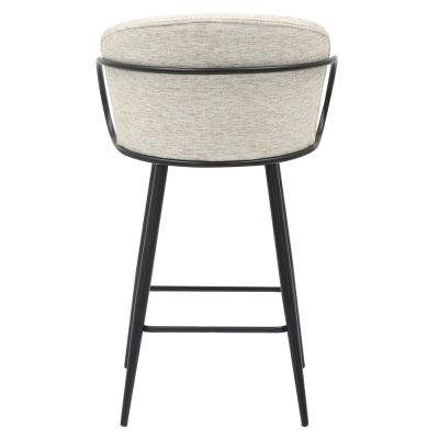 BAR STOOL MED.HEIGHT NEBOR HM9986.02 BLACK METAL FRAME-ECRU FABRIC 53,5x51x90Hcm.