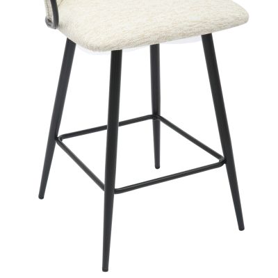 BAR STOOL MED.HEIGHT NEBOR HM9986.02 BLACK METAL FRAME-ECRU FABRIC 53,5x51x90Hcm.