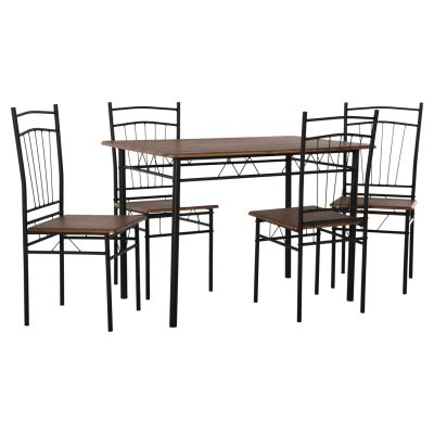 DINING SET 5PCS PEARY HM9416.11 BLACK METAL-MDF IN WALNUT COLOR 110x60x74Hcm.