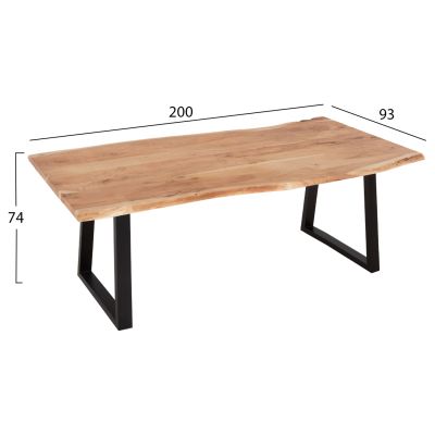 DINING TABLE MONTANA HM8337.21 SOLID ACACIA WOOD 4cm.THICK TOP 200x93x74Hcm.