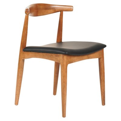 DINING CHAIR ALOR HM9947.03 RUBBERWOOD IN LIGHT WALNUT COLOR-BLACK PU 55x51x75Hcm.