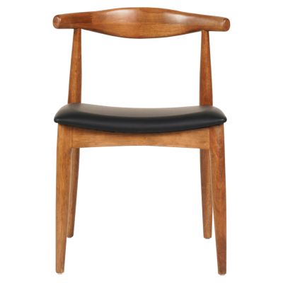 DINING CHAIR ALOR HM9947.03 RUBBERWOOD IN LIGHT WALNUT COLOR-BLACK PU 55x51x75Hcm.