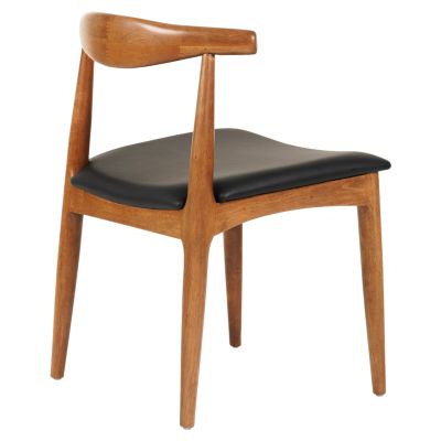 DINING CHAIR ALOR HM9947.03 RUBBERWOOD IN LIGHT WALNUT COLOR-BLACK PU 55x51x75Hcm.