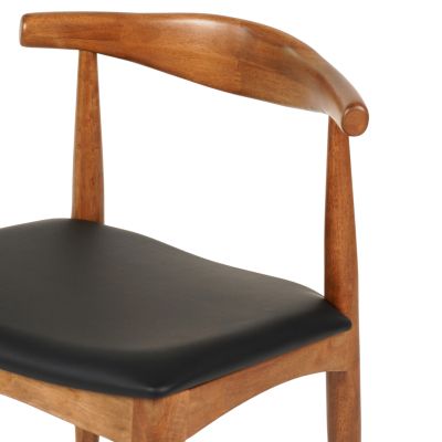 DINING CHAIR ALOR HM9947.03 RUBBERWOOD IN LIGHT WALNUT COLOR-BLACK PU 55x51x75Hcm.