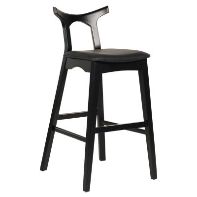 BAR STOOL USOPP HM9951.02 RUBBERWOOD & PU IN BLACK COLOR 49x53x99,5Hcm.