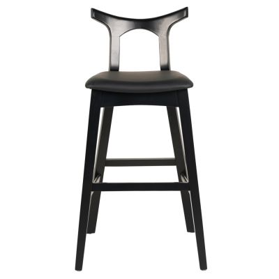 BAR STOOL USOPP HM9951.02 RUBBERWOOD & PU IN BLACK COLOR 49x53x99,5Hcm.