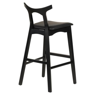 BAR STOOL USOPP HM9951.02 RUBBERWOOD & PU IN BLACK COLOR 49x53x99,5Hcm.