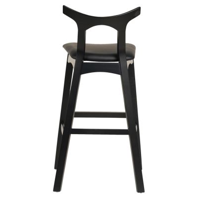 BAR STOOL USOPP HM9951.02 RUBBERWOOD & PU IN BLACK COLOR 49x53x99,5Hcm.