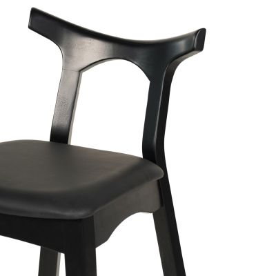 BAR STOOL USOPP HM9951.02 RUBBERWOOD & PU IN BLACK COLOR 49x53x99,5Hcm.